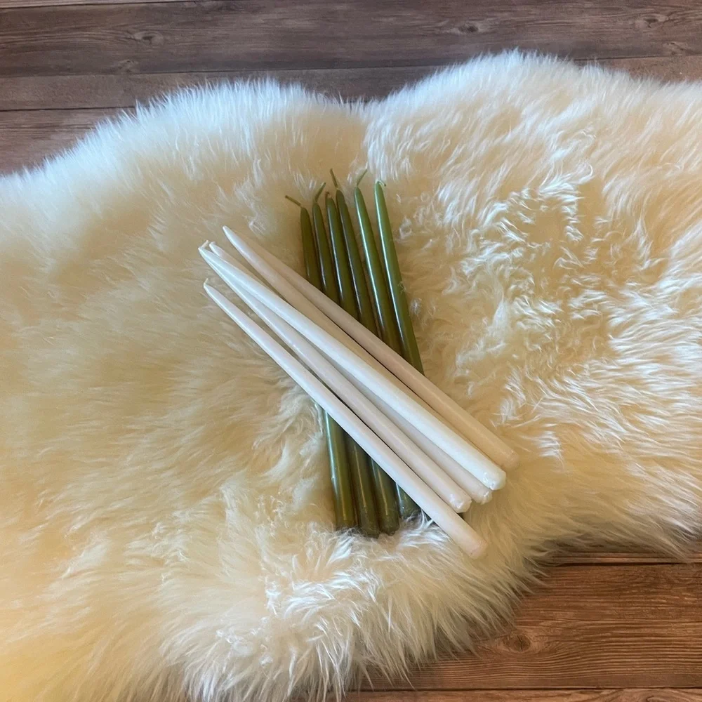 S12 | Vintage Hand Dipped Willow Taper Candles ~ Set of 7